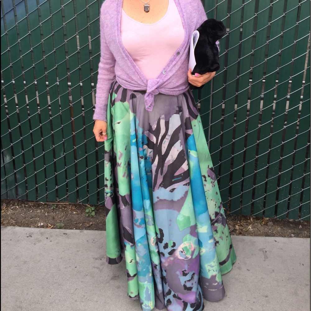 Taffeta maxi skirt/tulle lining/Anthropologie